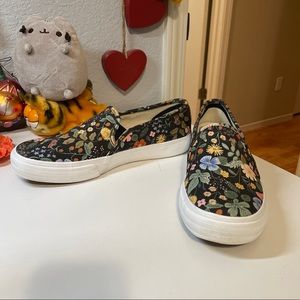 keds rifle paper co Black Floral Strawberry Fields slip on 8